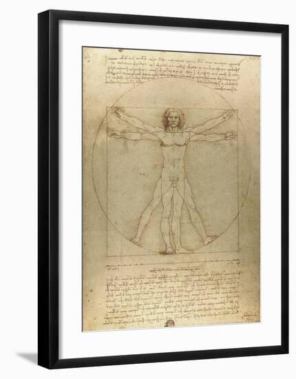 Vitruvian Man-Leonardo Da Vinci-Framed Art Print