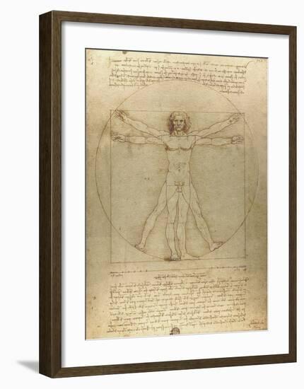 Vitruvian Man-Leonardo Da Vinci-Framed Art Print