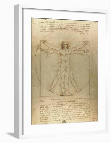 Vitruvian Man-Leonardo Da Vinci-Framed Art Print