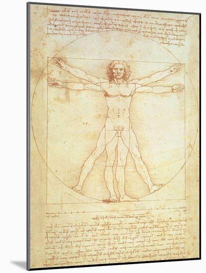 Vitruvian Man-Leonardo da Vinci-Mounted Giclee Print