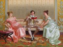 The Reading, (Oil on Canvas)-Vittorio Reggianini-Giclee Print