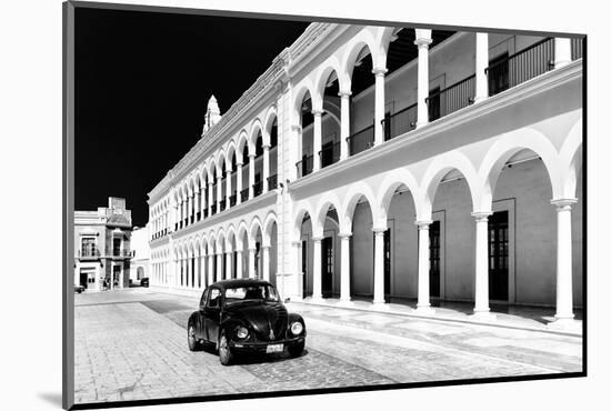 ¡Viva Mexico! B&W Collection - Black VW Beetle Car in Campeche III-Philippe Hugonnard-Mounted Photographic Print