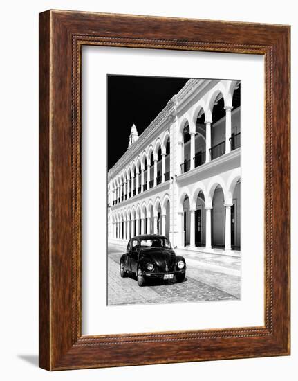 ?Viva Mexico! B&W Collection - Black VW Beetle Car in Campeche VI-Philippe Hugonnard-Framed Photographic Print