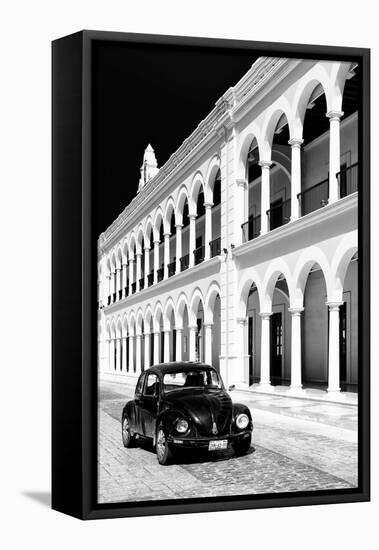 ?Viva Mexico! B&W Collection - Black VW Beetle Car in Campeche VI-Philippe Hugonnard-Framed Premier Image Canvas