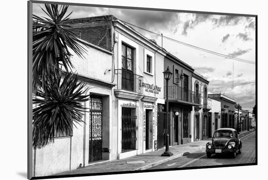 ¡Viva Mexico! B&W Collection - Black VW Beetle Car in Mexican Street II-Philippe Hugonnard-Mounted Photographic Print