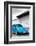 ¡Viva Mexico! B&W Collection - Blue VW Beetle in San Cristobal de Las Casas-Philippe Hugonnard-Framed Photographic Print