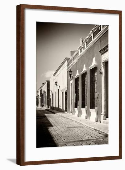 ¡Viva Mexico! B&W Collection - Campeche Street Scene IV-Philippe Hugonnard-Framed Photographic Print