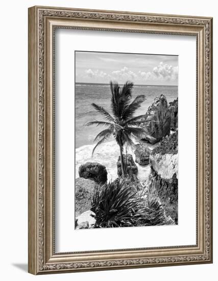 ¡Viva Mexico! B&W Collection - Caribbean Coastline in Tulum-Philippe Hugonnard-Framed Photographic Print