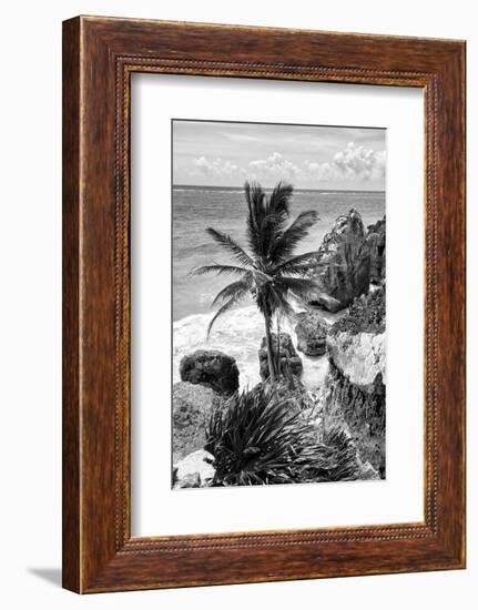 ¡Viva Mexico! B&W Collection - Caribbean Coastline in Tulum-Philippe Hugonnard-Framed Photographic Print