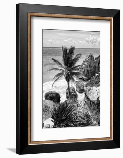 ¡Viva Mexico! B&W Collection - Caribbean Coastline in Tulum-Philippe Hugonnard-Framed Photographic Print