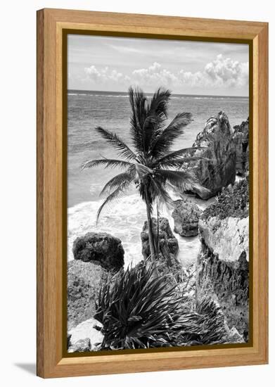 ¡Viva Mexico! B&W Collection - Caribbean Coastline in Tulum-Philippe Hugonnard-Framed Premier Image Canvas