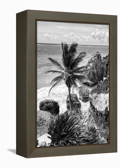 ¡Viva Mexico! B&W Collection - Caribbean Coastline in Tulum-Philippe Hugonnard-Framed Premier Image Canvas