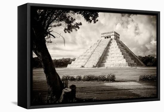 ¡Viva Mexico! B&W Collection - Chichen Itza Pyramid I-Philippe Hugonnard-Framed Premier Image Canvas