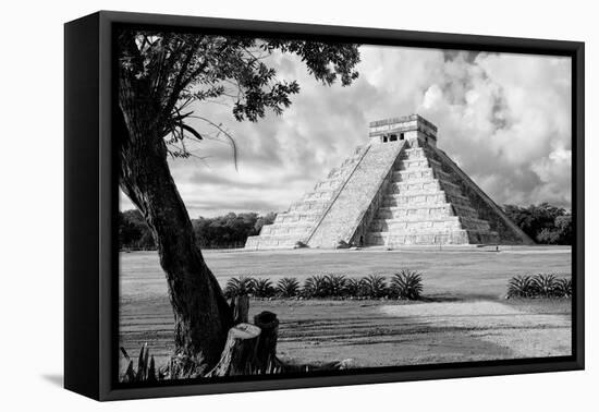 ¡Viva Mexico! B&W Collection - Chichen Itza Pyramid II-Philippe Hugonnard-Framed Premier Image Canvas