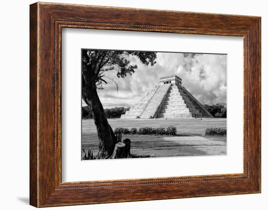 ¡Viva Mexico! B&W Collection - Chichen Itza Pyramid II-Philippe Hugonnard-Framed Photographic Print