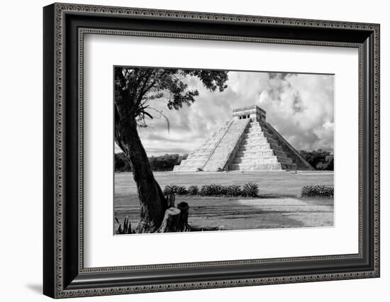 ¡Viva Mexico! B&W Collection - Chichen Itza Pyramid II-Philippe Hugonnard-Framed Photographic Print