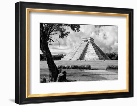 ¡Viva Mexico! B&W Collection - Chichen Itza Pyramid II-Philippe Hugonnard-Framed Photographic Print