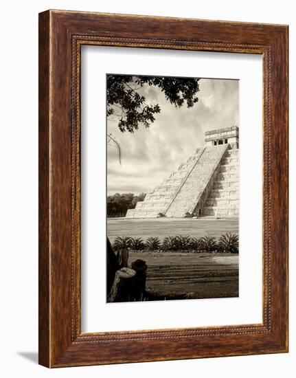 ¡Viva Mexico! B&W Collection - Chichen Itza Pyramid III-Philippe Hugonnard-Framed Photographic Print