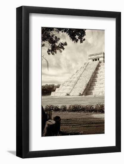 ¡Viva Mexico! B&W Collection - Chichen Itza Pyramid III-Philippe Hugonnard-Framed Photographic Print