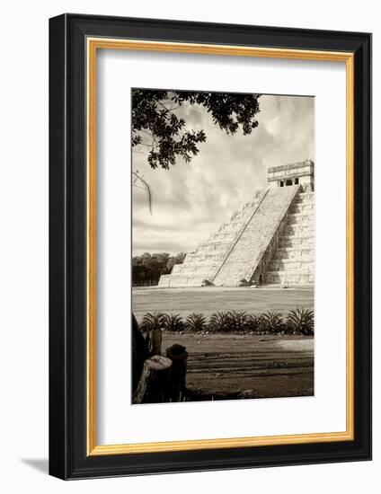 ¡Viva Mexico! B&W Collection - Chichen Itza Pyramid III-Philippe Hugonnard-Framed Photographic Print