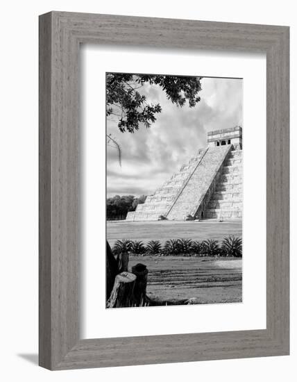 ¡Viva Mexico! B&W Collection - Chichen Itza Pyramid IV-Philippe Hugonnard-Framed Photographic Print