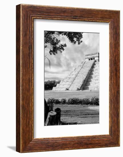 ¡Viva Mexico! B&W Collection - Chichen Itza Pyramid IV-Philippe Hugonnard-Framed Photographic Print