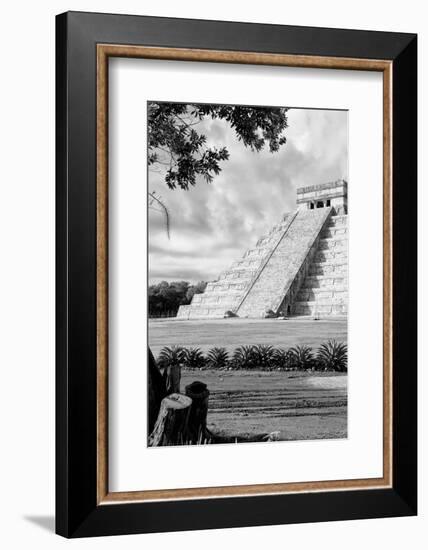 ¡Viva Mexico! B&W Collection - Chichen Itza Pyramid IV-Philippe Hugonnard-Framed Photographic Print