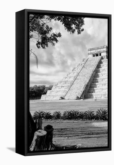 ¡Viva Mexico! B&W Collection - Chichen Itza Pyramid IV-Philippe Hugonnard-Framed Premier Image Canvas