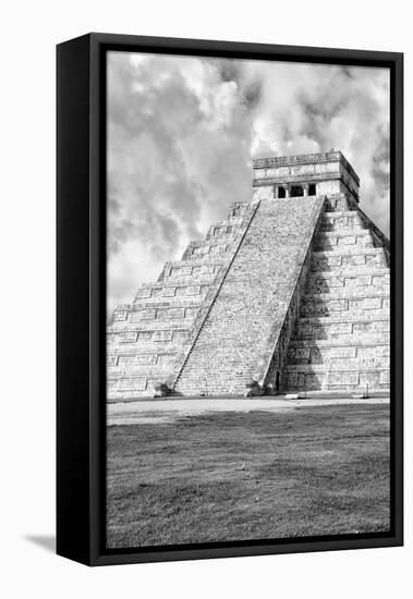 ¡Viva Mexico! B&W Collection - Chichen Itza Pyramid IX-Philippe Hugonnard-Framed Premier Image Canvas