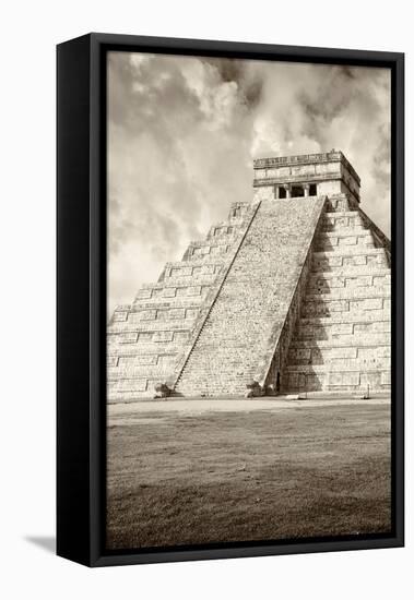 ¡Viva Mexico! B&W Collection - Chichen Itza Pyramid VIII-Philippe Hugonnard-Framed Premier Image Canvas
