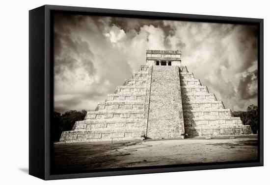 ¡Viva Mexico! B&W Collection - Chichen Itza Pyramid X-Philippe Hugonnard-Framed Premier Image Canvas