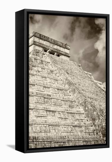 ¡Viva Mexico! B&W Collection - Chichen Itza Pyramid XV-Philippe Hugonnard-Framed Premier Image Canvas