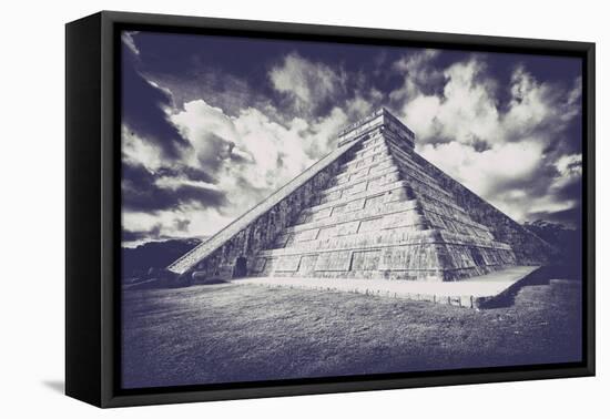 ¡Viva Mexico! B&W Collection - Chichen Itza Pyramid XVII-Philippe Hugonnard-Framed Premier Image Canvas