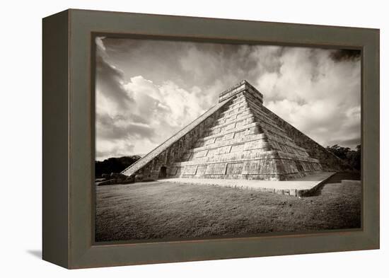 ¡Viva Mexico! B&W Collection - Chichen Itza Pyramid XVIII-Philippe Hugonnard-Framed Premier Image Canvas