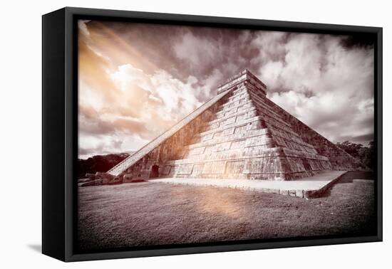 ¡Viva Mexico! B&W Collection - Chichen Itza Pyramid XX-Philippe Hugonnard-Framed Premier Image Canvas