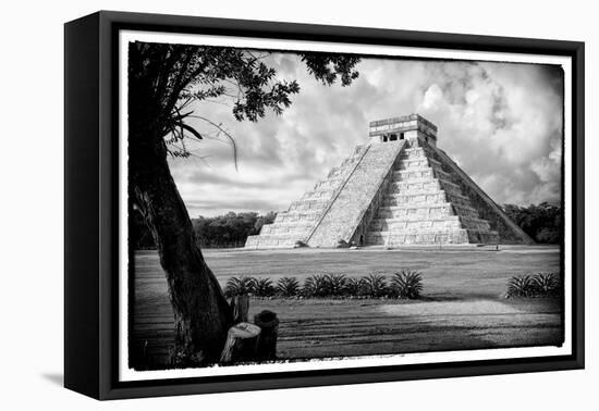 ¡Viva Mexico! B&W Collection - Chichen Itza Pyramid-Philippe Hugonnard-Framed Premier Image Canvas