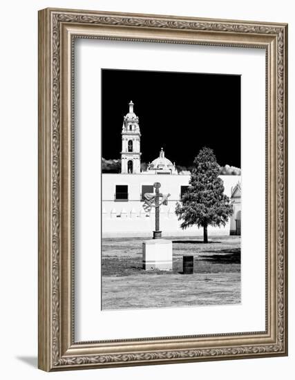 ¡Viva Mexico! B&W Collection - Courtyard of a Church in Puebla II-Philippe Hugonnard-Framed Photographic Print