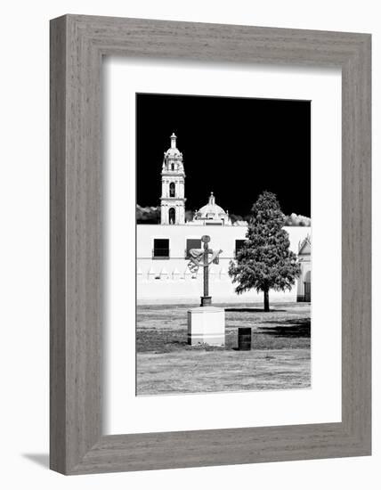 ¡Viva Mexico! B&W Collection - Courtyard of a Church in Puebla II-Philippe Hugonnard-Framed Photographic Print