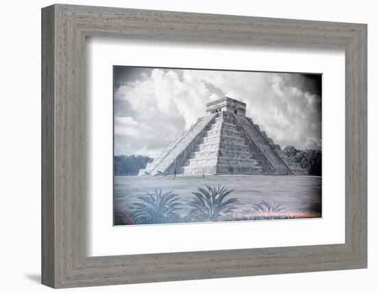 ¡Viva Mexico! B&W Collection - El Castillo Pyramid - Chichen Itza-Philippe Hugonnard-Framed Photographic Print