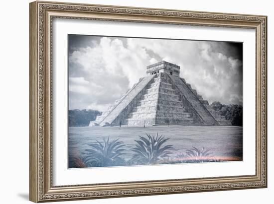 ¡Viva Mexico! B&W Collection - El Castillo Pyramid - Chichen Itza-Philippe Hugonnard-Framed Photographic Print