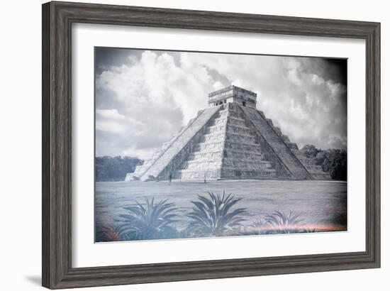 ¡Viva Mexico! B&W Collection - El Castillo Pyramid - Chichen Itza-Philippe Hugonnard-Framed Photographic Print