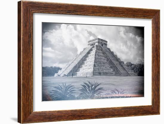 ¡Viva Mexico! B&W Collection - El Castillo Pyramid - Chichen Itza-Philippe Hugonnard-Framed Photographic Print