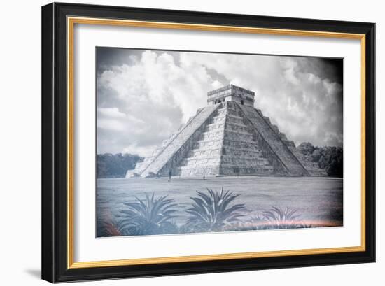 ¡Viva Mexico! B&W Collection - El Castillo Pyramid - Chichen Itza-Philippe Hugonnard-Framed Photographic Print