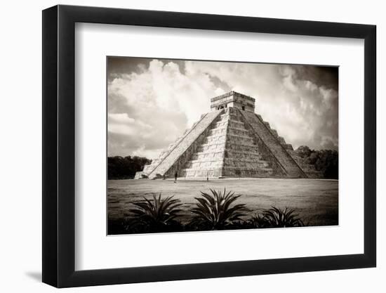 ¡Viva Mexico! B&W Collection - El Castillo Pyramid I - Chichen Itza-Philippe Hugonnard-Framed Photographic Print