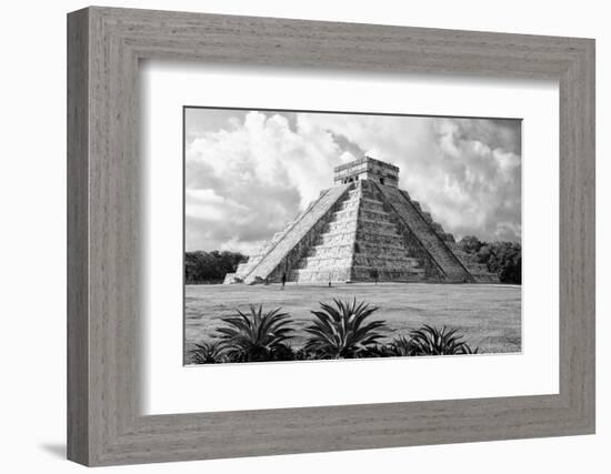 ¡Viva Mexico! B&W Collection - El Castillo Pyramid II - Chichen Itza-Philippe Hugonnard-Framed Photographic Print