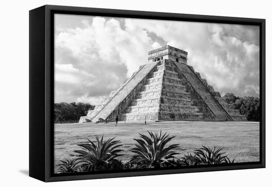 ¡Viva Mexico! B&W Collection - El Castillo Pyramid II - Chichen Itza-Philippe Hugonnard-Framed Premier Image Canvas