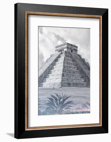 ¡Viva Mexico! B&W Collection - El Castillo Pyramid III - Chichen Itza-Philippe Hugonnard-Framed Photographic Print