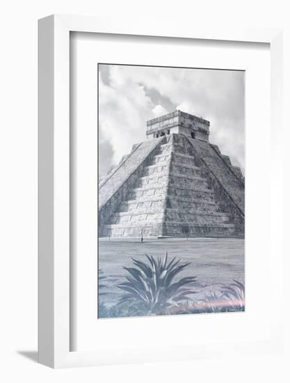 ¡Viva Mexico! B&W Collection - El Castillo Pyramid III - Chichen Itza-Philippe Hugonnard-Framed Photographic Print