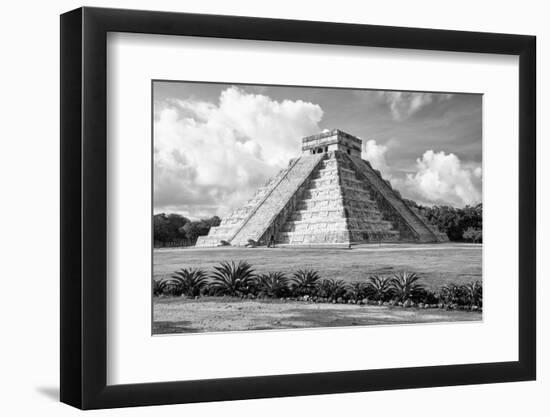 ¡Viva Mexico! B&W Collection - El Castillo Pyramid in Chichen Itza III-Philippe Hugonnard-Framed Photographic Print