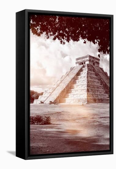 ¡Viva Mexico! B&W Collection - El Castillo Pyramid in Chichen Itza IX-Philippe Hugonnard-Framed Premier Image Canvas